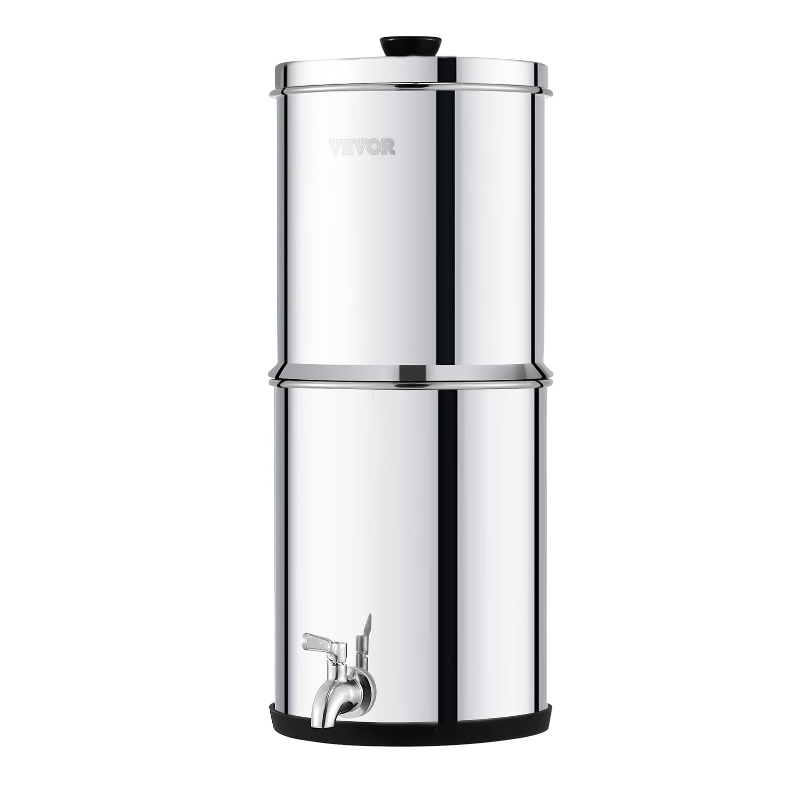 VEVOR Sistema de Filtración de Agua por Gravedad 5,5 L Filtro de Agua por Gravedad para Encimera Acero Inoxidable 304 Reduce Plomo y hasta 99% de Cloro con 2 Filtros de Carbón y Grifo para Hogar