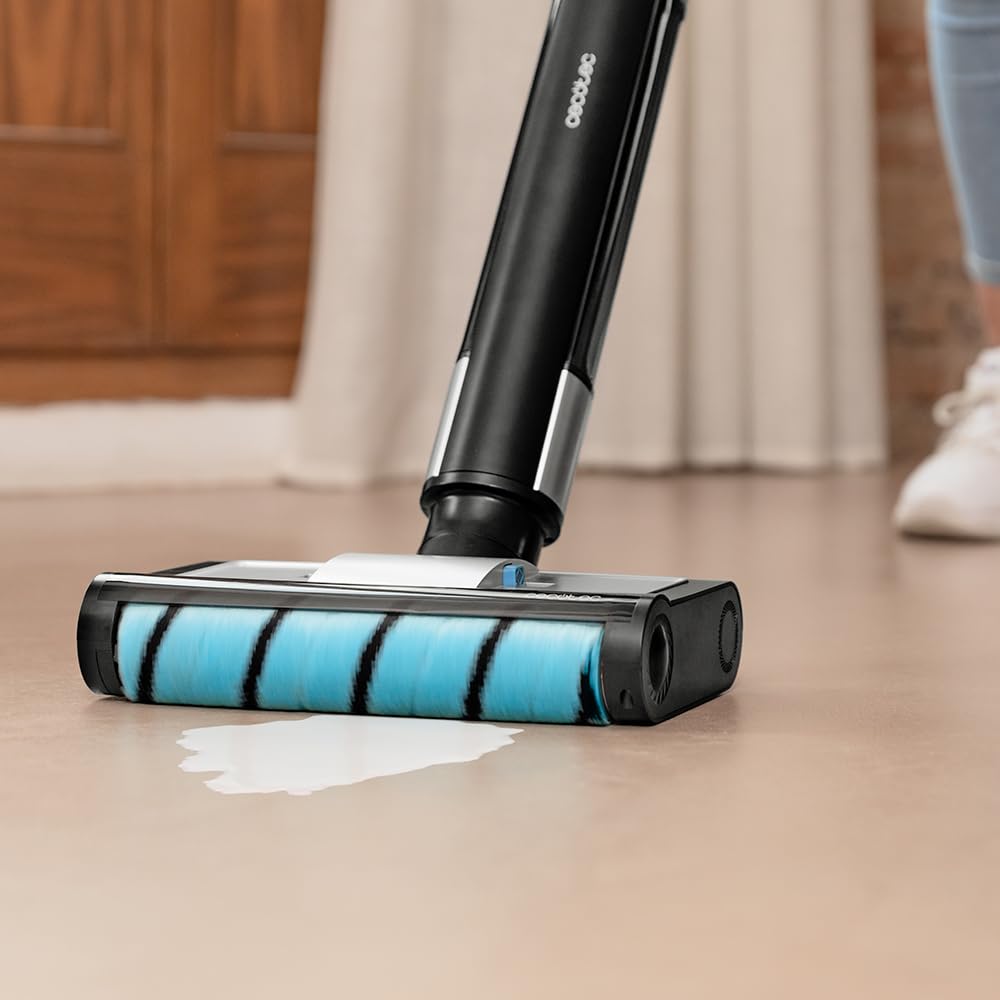 Cecotec Fregona Eléctrica FreeGo Wash. 40W, Autonomía 40mins, Rodillo Absorbente Wet Jalisco, Depósito de Agua Limpia 420 ml y Sucia 150 ml, Pulverizador Automático y Base Autolimpieza