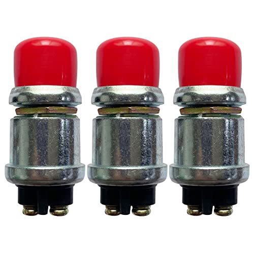 Push Button Momentary Starter Switch, Ampper Heavy Duty Momentary Switch for 12V Engine Start, Horn, Electrical Equipment Ignition and More (Red, Pack of 3)