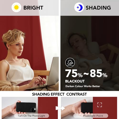 Image of Deconovo Blackout Curtain Room Darkening Thermal Insulated Curtains Rod Pocket Window Curtain for Bedroom Red 38 x 54 Inch 2 Panels