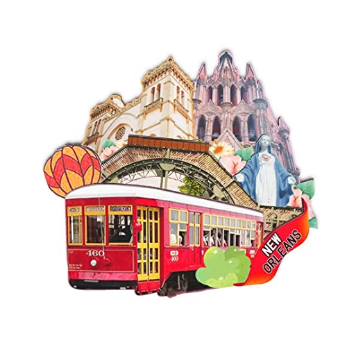 New Orleans Usa Fridge Magnet 3D Classic Wooden Refrigerator Magnets Landmark Handmade Craft Travel Souvenir Gift Collection Decoration -473 #TOP5