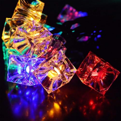 Image of WANNA PARTY Multicolour Cube Decorative Garland for Festival and Home Decoration Crystal Cube Pieces for Bedroom Table Wedding Anniversary Christmas New Year Party