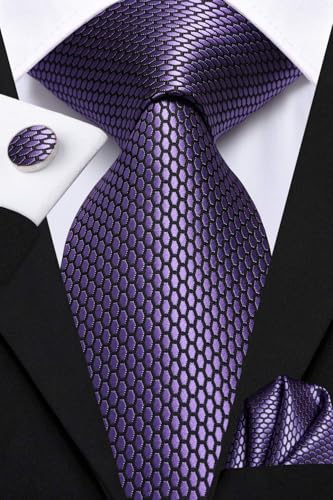 Image of Dubulle Mens Tie Set Solid Paisley Silk Striped Necktie for Men with Cufflinks Tie and Pocket Square