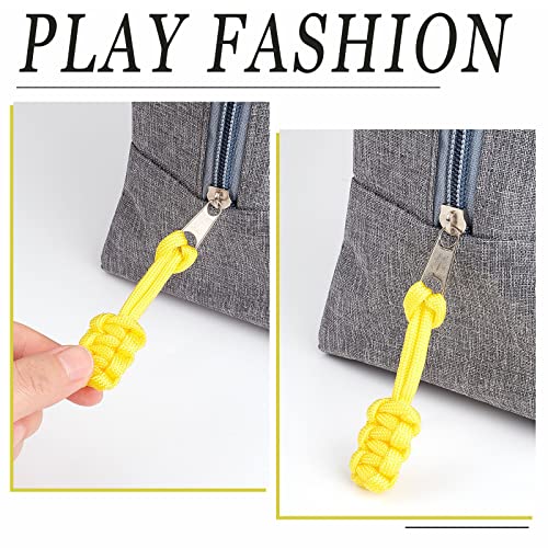 Image of GORGECRAFT 10PCS Zipper Pulls Replacement Universal Nylon Zipper Repair Kit Zipper Slider Pull Tab Zipper Fixer Metal Zipper Head Hand Woven Pull Rope Zipper Handle Cord Pull Tab for Bags, Yellow