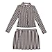 FXVZVFES Women's Sexy Mini Skirt Sets Fashion Striped Long Sleeve Button Down Shirt and Bodycon Skirt 2 Piece Outfits,White,L