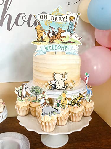 Classic Winnie Cupcake Toppers 40 Pcs The Pooh Baby Shower Adorable For Winnie Party Decorations Cake Decor Birthday Party Supplies #TOP4