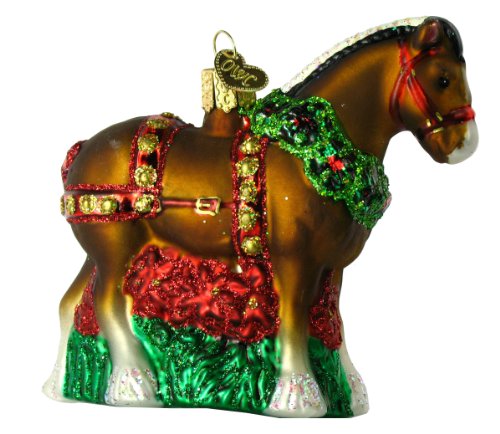 Old World Christmas Ornaments: Holiday Clydesdale Glass Blown Ornaments for Christmas Tree, 4.000