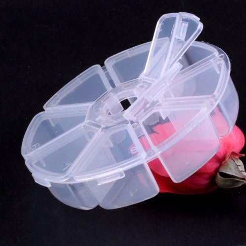 Ostart Empty Plastic Round Storage Box Case for Nail Art Tips Rhinestone Gems