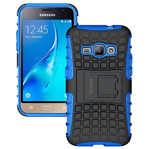 Galaxy J1 2016 Case, Galaxy Amp 2 Case, Galaxy Express 3 Case, OEAGO Tough Rugged Dual Layer Plastic Impact Defender Case Cover with Kickstand for Samsung Galaxy Amp 2 / J1 (2016) / Express 3 - Blue