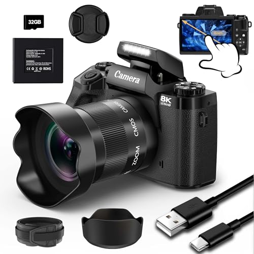 8K 64MP Digital Camera for Photography, Vlogging Camera with Autofocus,
