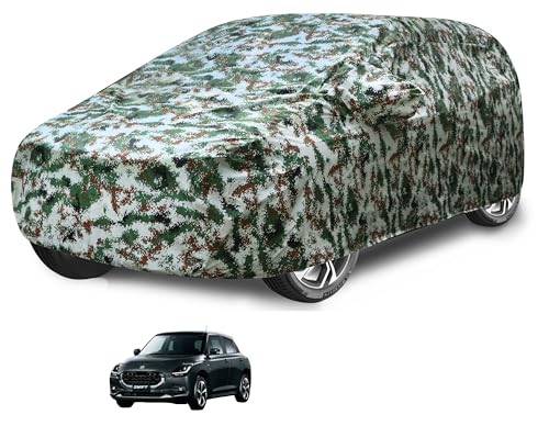 Image of Auto Hub Waterproof Car Cover Compatible with Maruti Swift (Model : 2024-Till Date) with Mirror Pocket, Soft Cotton Lining, Waterproof Swift 24 Car Cover- Forest Look