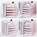 LEKETREE Desk Organizers and Accessories, 5-Tier Paper Letter Tray Organizer with File Holder, Desktop Organizer for Office Supplies (Pink)