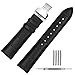 TStrap Montre Bracelet en Cuir 22mm - Noir Bande en Cuir de Veau pour Homme Femme Vintage Retro - Bracelet de Montre Remplacement avec Boucle Déployante en Acier Inoxydable - 18mm 19mm 20mm 21mm