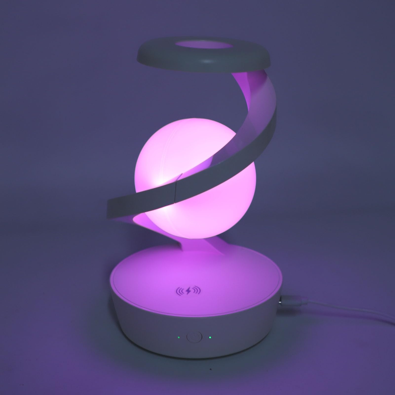 Lampada da comodino moderna a spirale Lampada da tavolo a LED con ricarica wireless innovativa a levitazione visiva 3D per camera da letto, soggiorno, ufficio