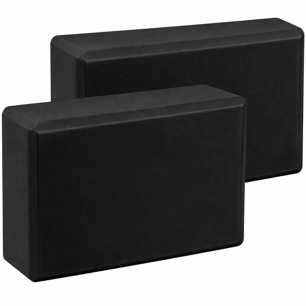 2Pcs Yoga Blocks – Anti-Slip Foam Gym Bricks for Pilates, Stretching & Fitness | Lightweight, Durable & Travel-Friendly Yoga Accessories for Exercise & Practice (Black)