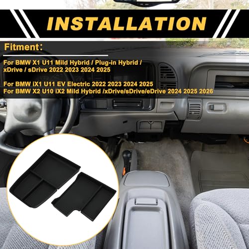 Insert de boite de rangement BMW X1 U11 console en TPE antibruit - 2