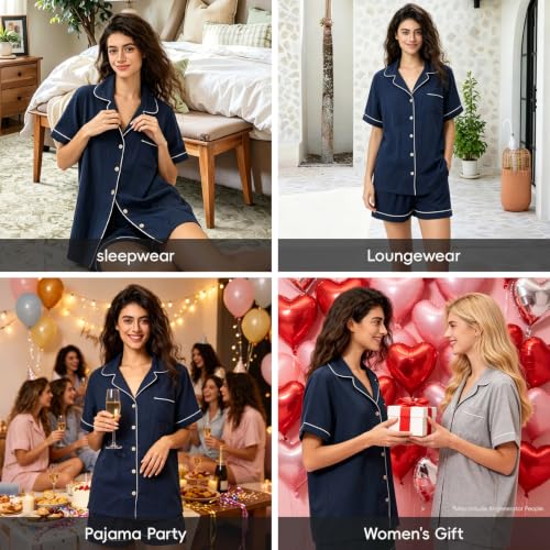 Image of BESTOUCH Womens Pajama Sets: 100% Cotton Muslin Linen Feel