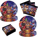 40Pcs Five Nights Party Supplies 20 plates, 20 napkins for the Five Nights Birthday party Decoration