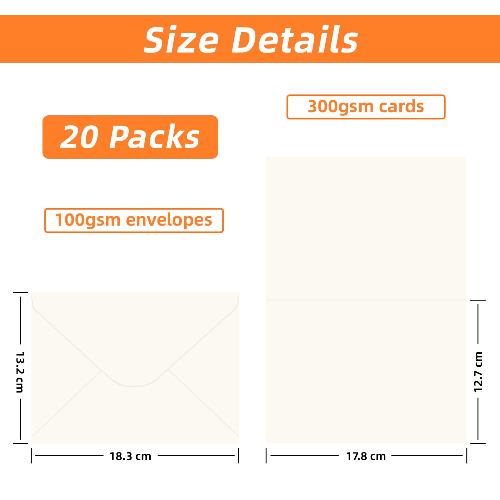 20 Pack 5x7 inch Ivory Blank Greeting Cards and Envelopes - Image 2