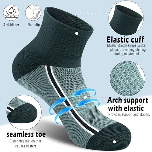 Image of Gonii Mens Athletic Ankle Socks 5-Pairs | Running,Hiking,Sports,Workout,Gym,Golf,Blister Defense,Cushioned,Arch Support,Compression,Comfortable,Quarter