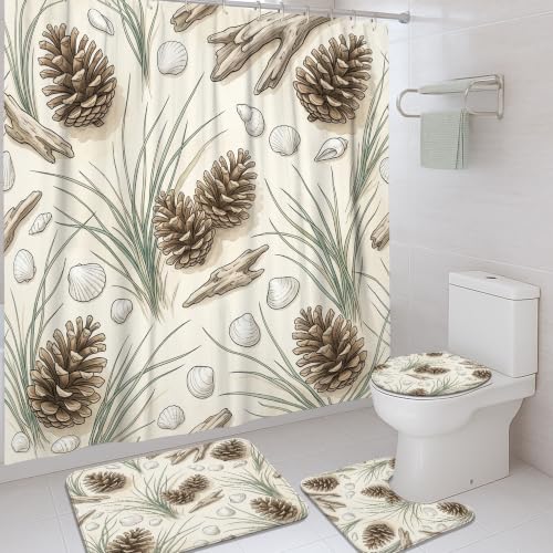 Ensemble rideaux de douche anti-éclaboussures et tapis de bain
