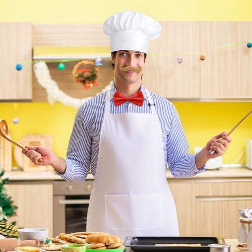 Déguisement chef cuisinier complet avec barbe et tablier blanc - 7