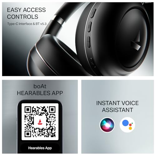 Image of Boat 2025 Launch Rockerz Prime 415, 360 Spatial Audio, 120H Battery, 40mm Drivers, AI-ENx Tech, Beast Mode, ASAP Charge & App Support, Bluetooth Headphones, Wireless Headphone with Mic (Black Sabre)