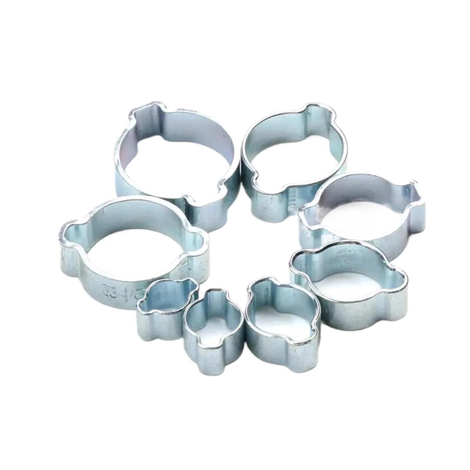 Abrazaderas de doble oreja 80 Uds 5-20mm abrazaderas de doble oreja O Clips-Crimp O-Clip aire silicona gasolina combustible manguera tubo acero galvanizado dos
