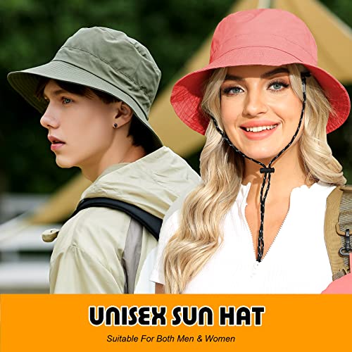 Slowtown Packable Bucket Hat Women Outdoor Waterproof Fishing Hat Summer Lightweight Men Uv Protection Sun Hat (Watermelon Red, One Size) #TOP3