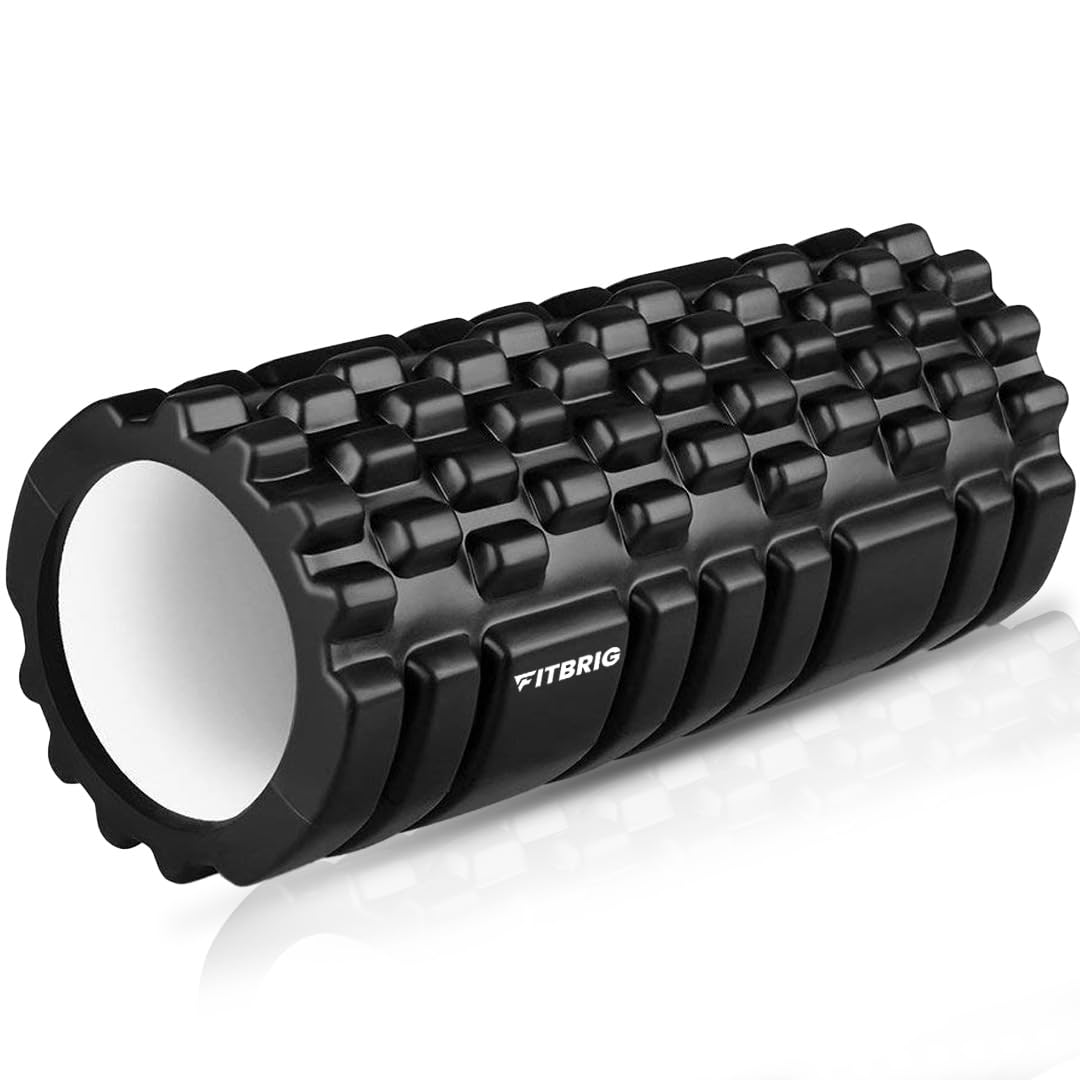 FITBRIG Professional Foam Roller for Deep Tissue Massage Relieves Muscle Pain & Tightness, Improves Mobility & Circulation (Black)