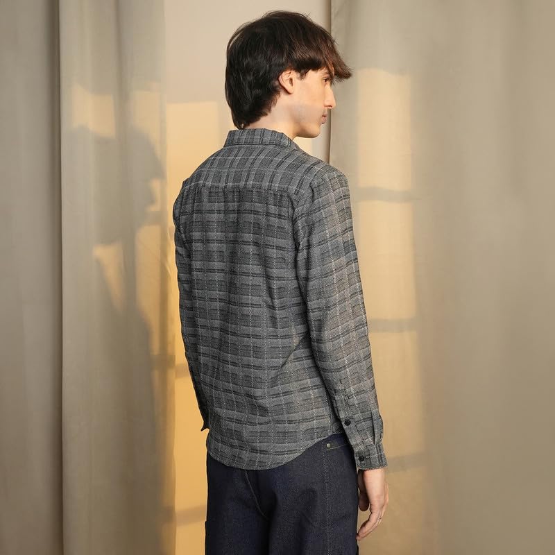 Image of CAHOOT Men's Gingham Shirt | Casual Wear | Spread Collar | Long Sleeve | Button Closure | Shirt Crafted with Comfort Fit for Everyday Wear