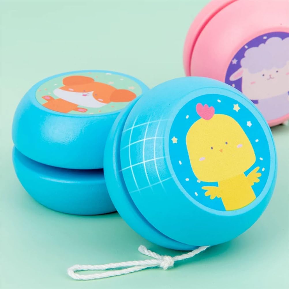 Set di Yo-Yo in Legno Montessori a Cartone Animato, Giocattolo Yo-Yo Animale Colorato Giocattolo per la Prima Infanzia per Bambini da 3 a 6 Anni