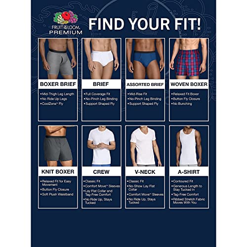 Fruit of the Loom Camisetas masculinas de algodão premium sem etiqueta (regular e grande e alto), Ho