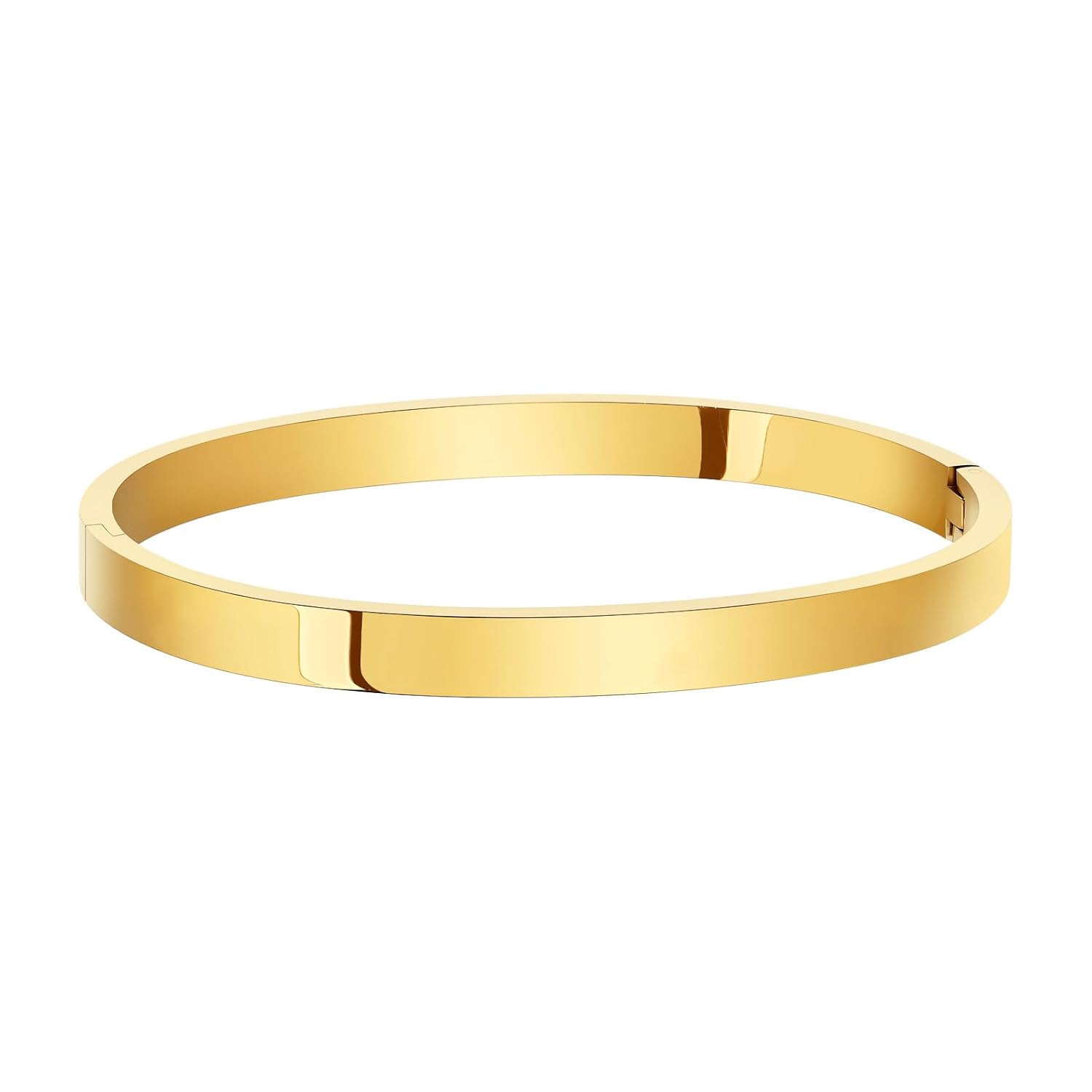 Waterproof Gold Bangle Bracelets for Women 18K Gold PVD Plated Stainless Steel Bracelets Oval Design Minimalist Fashion Gift