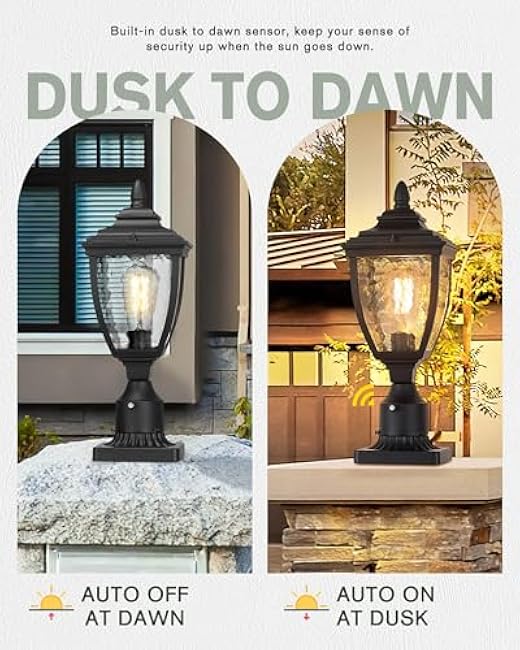 Beionxii Outdoor Post Lights Exterior Lamp Post Light Fixture Black Cast Aluminum A162PS-1PK
