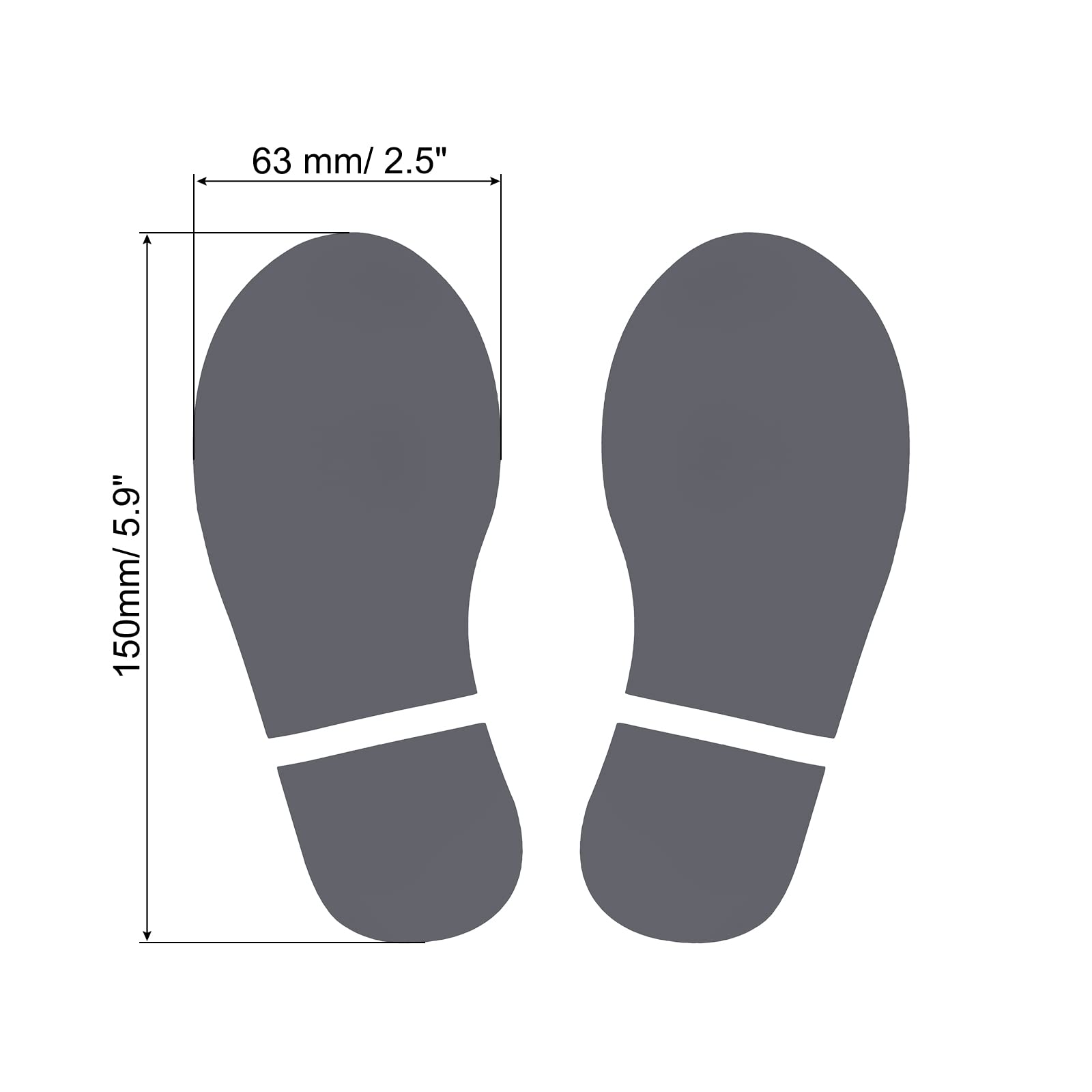 PATIKIL 6x2.5" Footprint Sticker, 4 works PVC Shoes Floor Decal Sign for Class Decor Stair Guide Dark Gray - Image 2