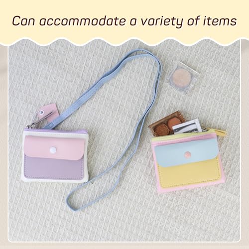 Small Coin Purse with Long Neck Lanyard, Soft PU Leather Small Wallets for Women with Heart-shape Pendant Snap Zipper Pocket (Green)4