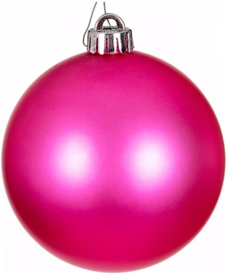 Vickerman 6" Plastic Ball Ornament in Hot Pink Matte (Set of 4)