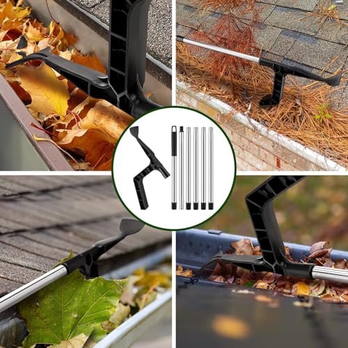 Q-Qingdian LYCZ0731 Gutter Cleaning Brush Roofing Tool Guard Cleaner Tool With Telescopic Extendable Telescopic Pole, Telescoping Gutter Cleaning Tool Extension Rain Gutter Cleaning Tool thumb #7