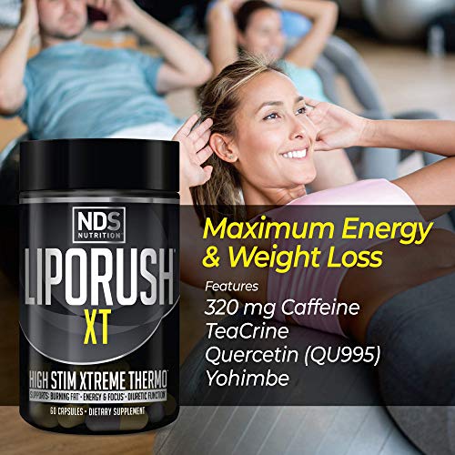 LIPORUSH NDS Nutrition XT - Concentrated Thermogenic with L-Carnitine & Teacrine for Shredding Fat - Supports Energy, Focus, Calorie Burning, Diuretic, Appetite Control - 60 Capsules - Image 7