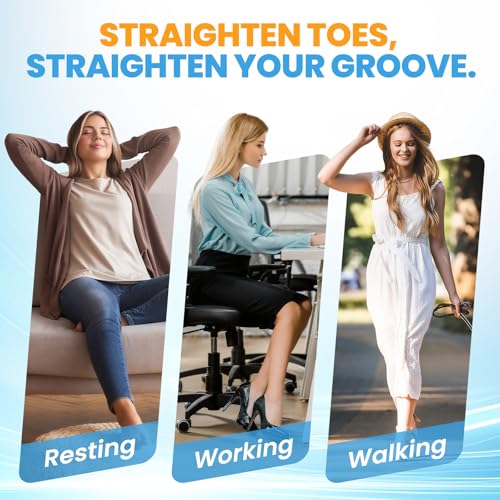 TASZOOS Hammer Toe Corrector for Women & Men - 6 Pcs Breathable Hammer Toe Straighteners - Toe Splint Wrap Relief for Curled, Crooked, Broken Support (Beige)