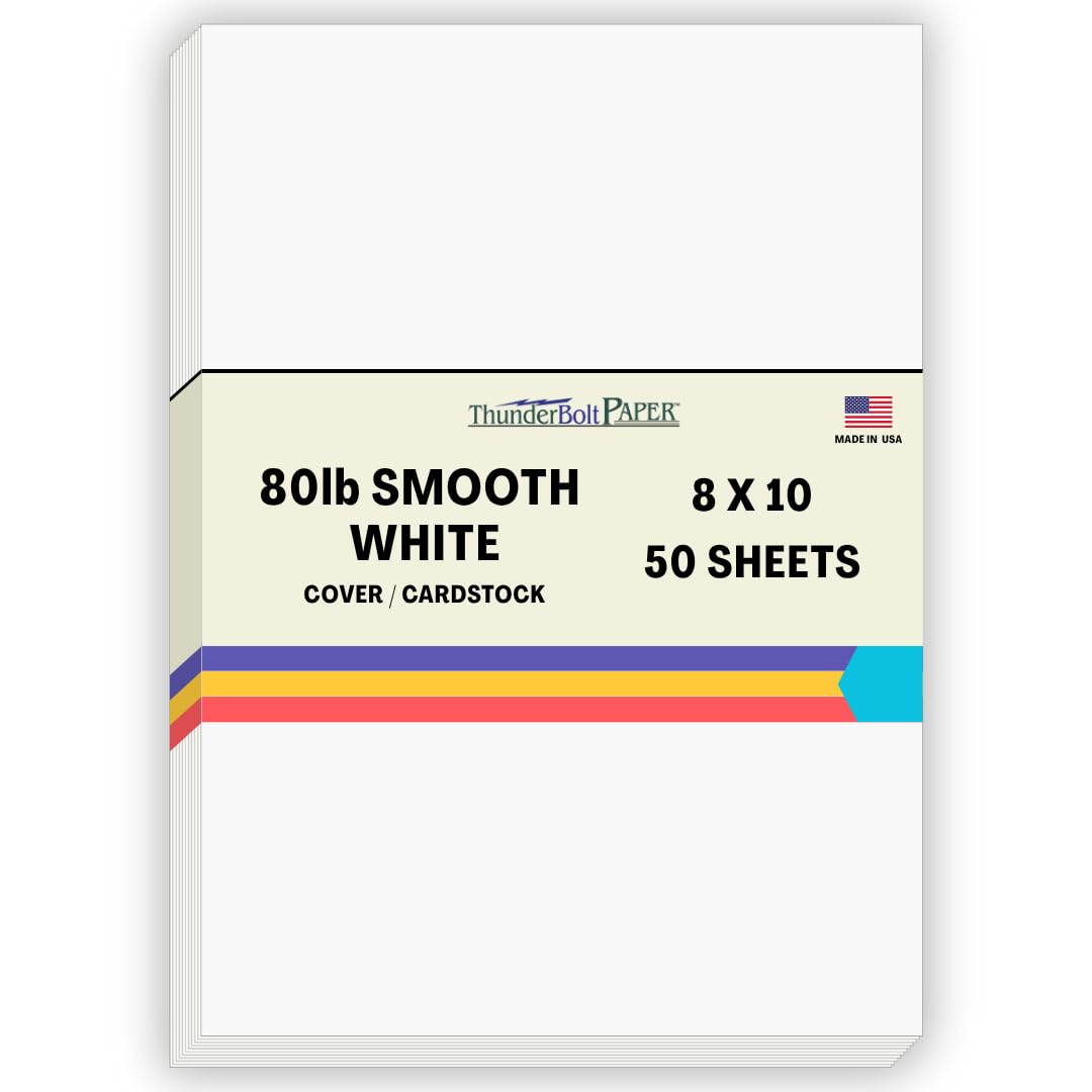 50 Bright White Smooth Card Paper Sheets - 8