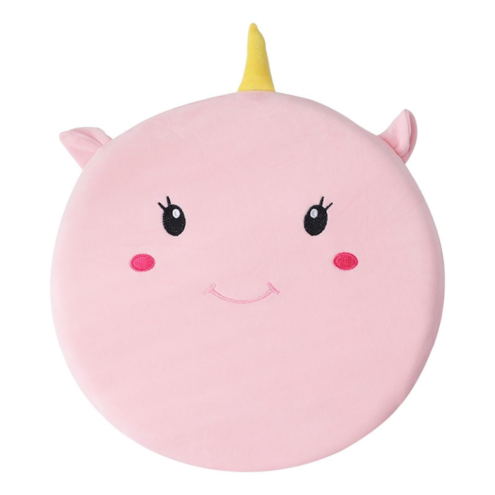 champracer Runde Sitzkissen für Kinder 40 cm Stuhlkissen mit Memory Schaum Stuhlkissen Tatami-Sitzkissen Cartoon Tier Kissen für Büro Auto Hause Schule (Rosa Einhorn,40x40 cm)