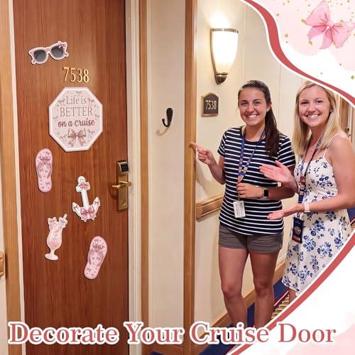 Image of Kanayu 6 Pcs Pink Bow Cruise Door Decorations Magnetic Large Ship Decorations Magnets Anchor Cruise Decor Car Fridge Magnet Decal for Carnival Stateroom Door