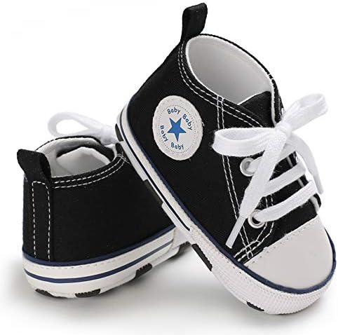 Baby Boys Sneakers Toddler Shoes First Canvas Walking Shoes Newborn Non-Slip Sneakers for 12-18 Months