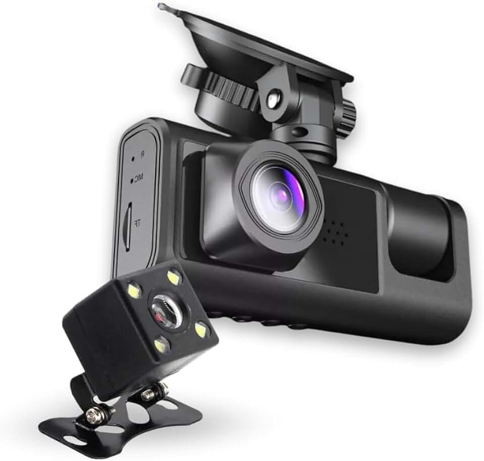 Câmera Veicular Dash Cam 3 Lentes Full HD 1080p Visão Noturna | DVR Automotivo Frontal, Interna e Traseira | Tela 4" LCD, Sensor G e Gravação em Loop | Ideal para Motorista de App e Uber