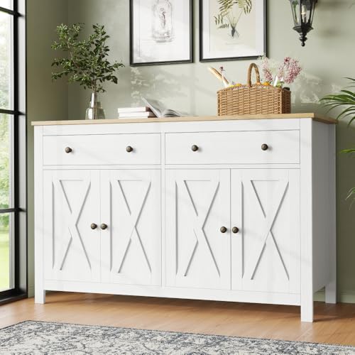 OCACA Armario de cocina (140 × 40 × 89 cm), armario de almacenamiento, armario buffet para cocina, comedor y salón, aparador moderno, armario lateral con espacio de almacenamiento, diseño vintage de