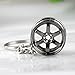 maycom Creative Hot Auto Part Model TE37 Six Star Wheel Rim Tyre Keychain Keyring Key Chain Ring Keyfob Car Accessories (Black)