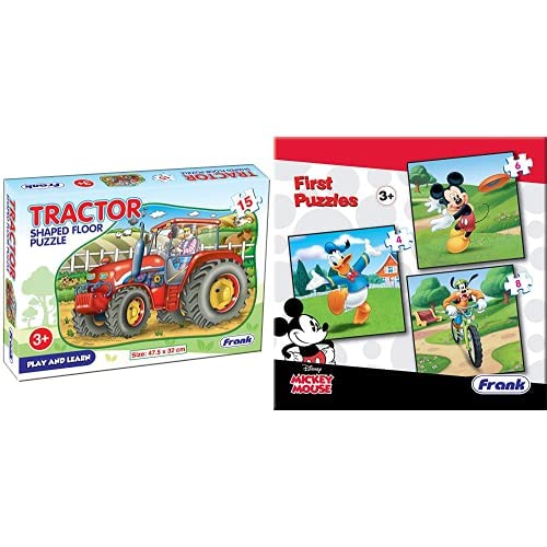 Frank Tractor Shaped Floor Puzzle - 15 Pieces&Frank Disney Cartoons Mickey Mouse & Friends First Puzzles - A Set of 3 Jigsaw Puzzles for 3 Year Old Kids and Above,Multicolor (B0B9GWB8TP) Amazon Price History, Amazon Price Tracker