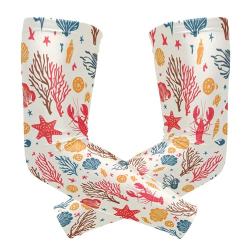 Takiito Nautical Lobsters Arm Sleeves for Men Women, Cooling Arm Sleeve UV Sun Protection Compression Arm Sleeve, Breathable & Moisture Wicking